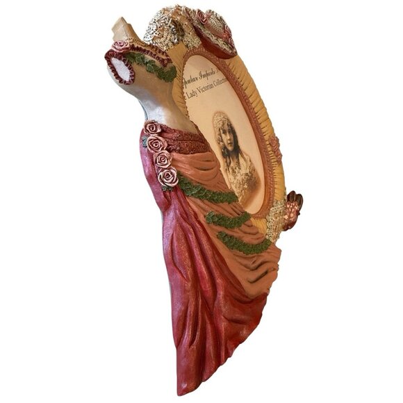 Vtg 1999 Popular Imports 3D Pink Hand Painted Lady Victorian Oval Picture Frame - Picture 6 of 12